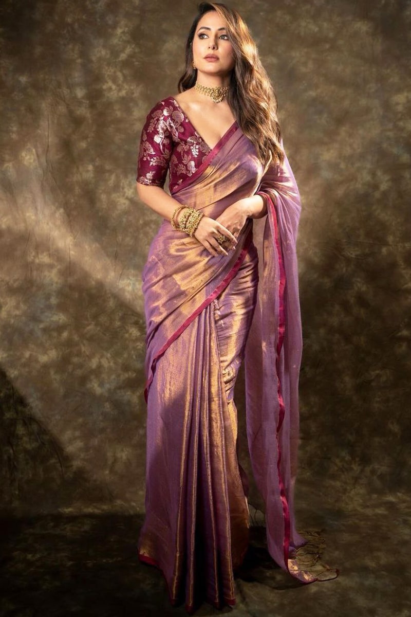 Stunning Purple Jimmy Silk Weaving Saree with Jacquard Blouse