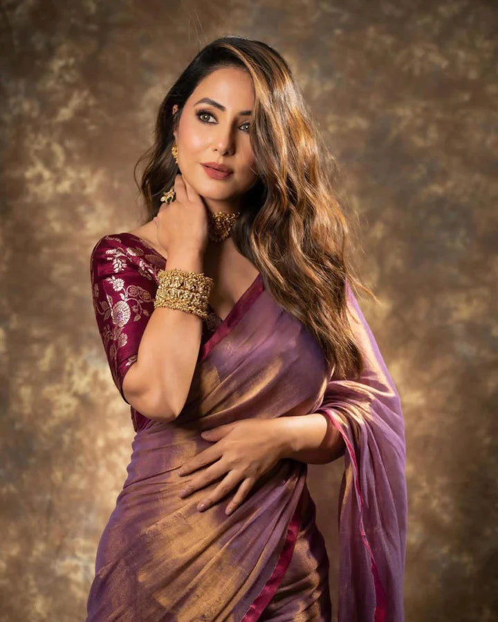 Stunning Purple Jimmy Silk Weaving Saree with Jacquard Blouse