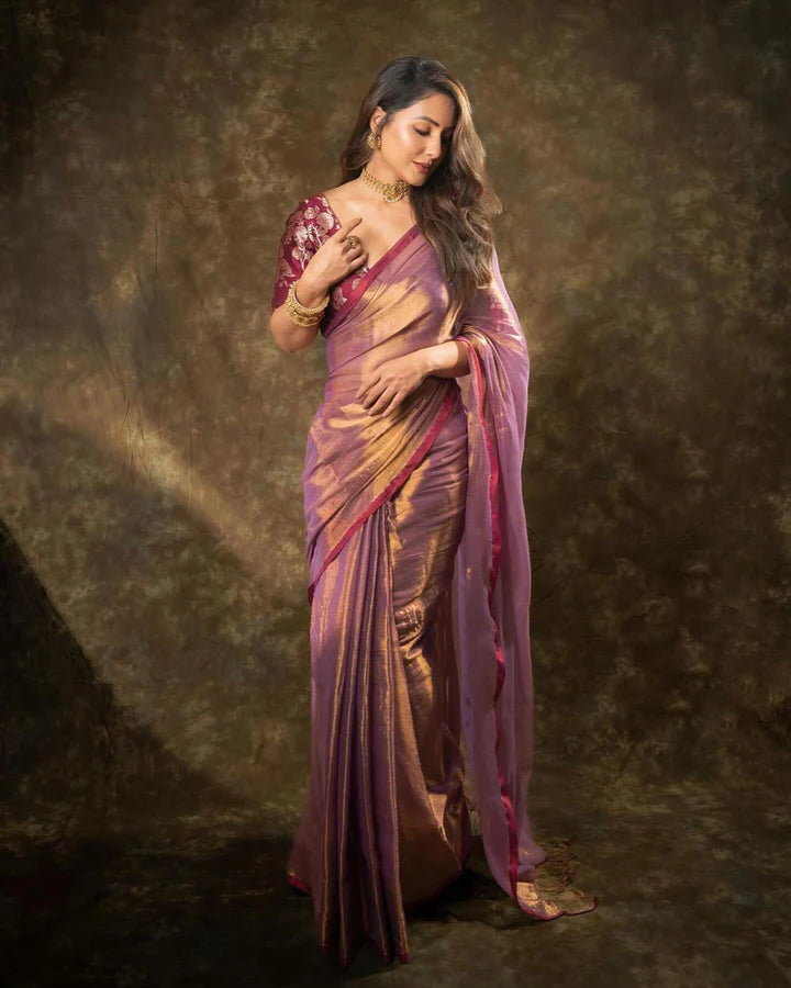 Stunning Purple Jimmy Silk Weaving Saree with Jacquard Blouse